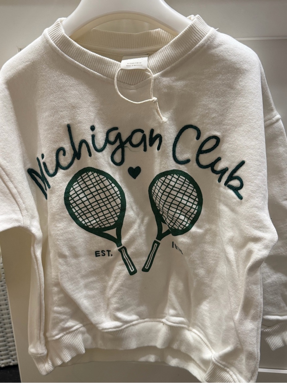 Zara White Crewneck Sweatshirt with Green Tennis Graphic